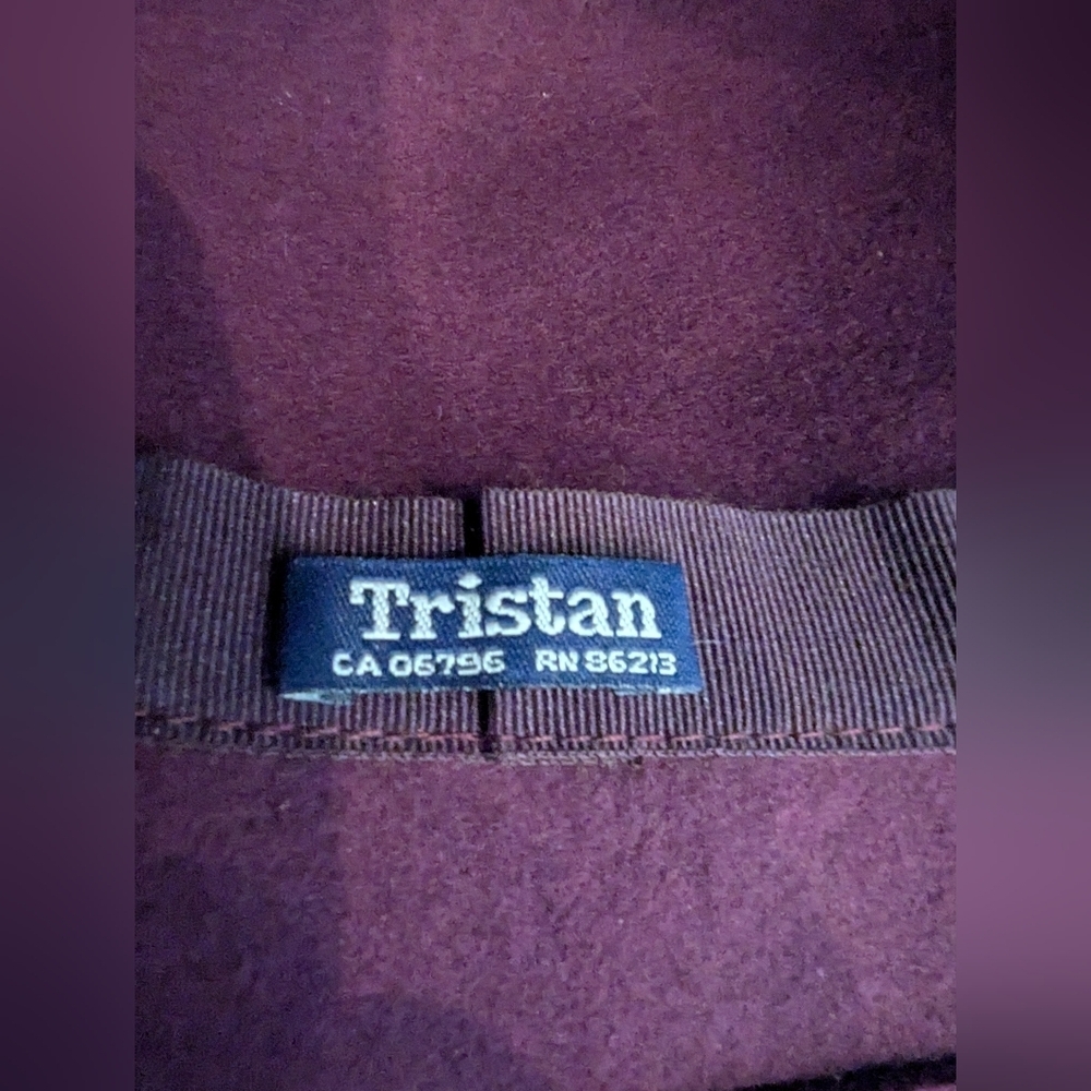 Vintage Hat Tristan Wool Felt Burgundy Cloche Hat with Floral Cashmere Accents - Picture 8 of 8